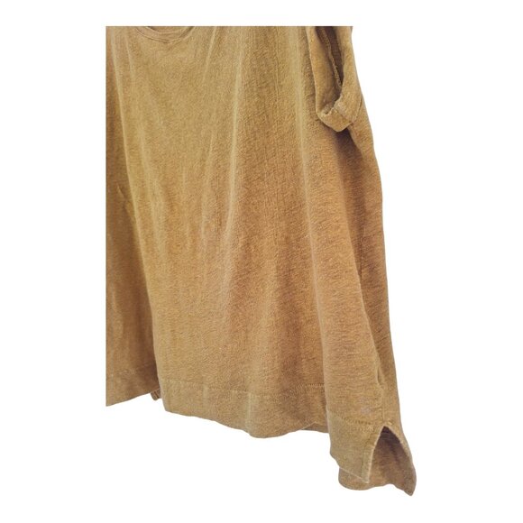 J Crew 100% Linen Tee Women's XL T Shirt Mustard Olive Green L4596 Roll Sleeves - Picture 4 of 8